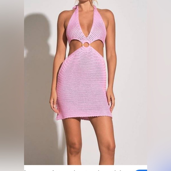 ELAN Pink Crochet Cutout Mini Dress - Picture 3 of 13